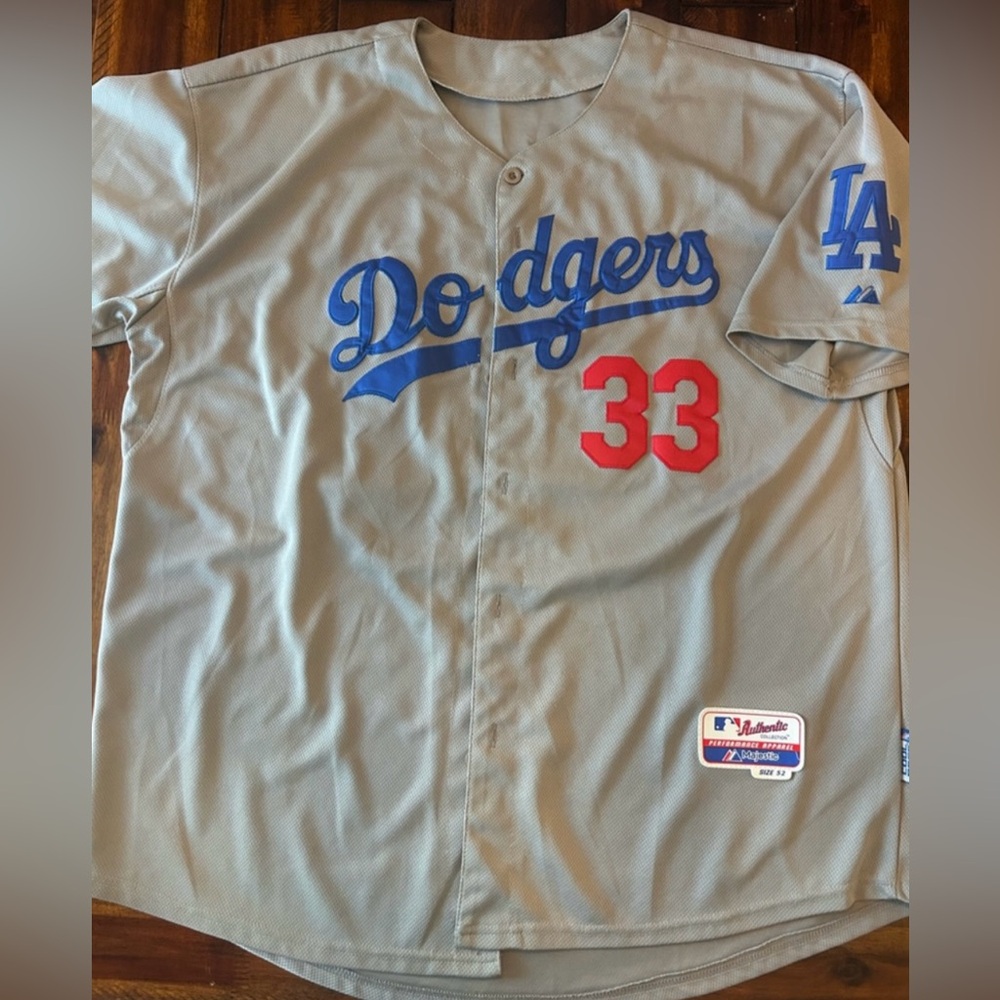 Vintage Van Slyke Majestic Dodgers Jersey with Blue and Red Details